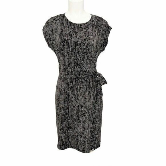 H by Halston Gray Casablanca Classic Short Sleeves Draped Dress size 6 - Picture 2 of 10